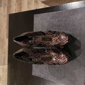 Donna Karan snake embossed bootie 36